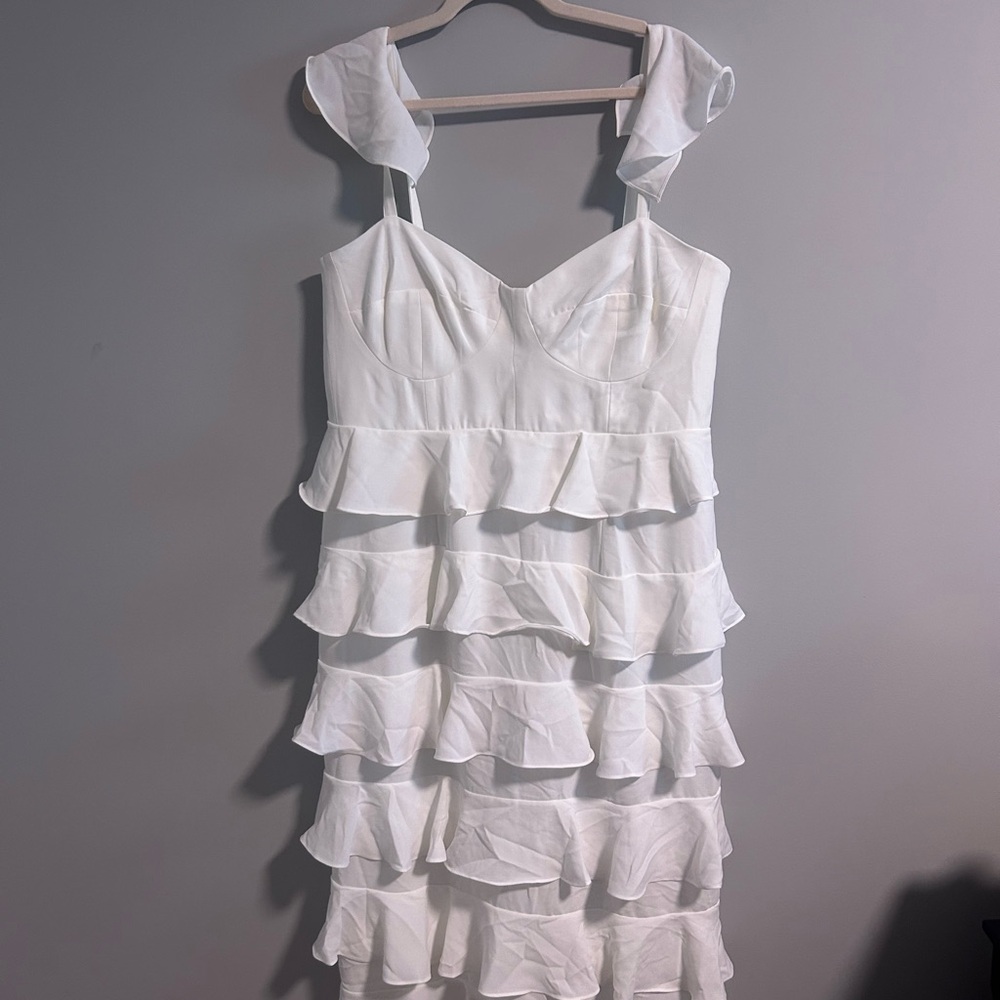 Eloquii White Tiered Mini Dress